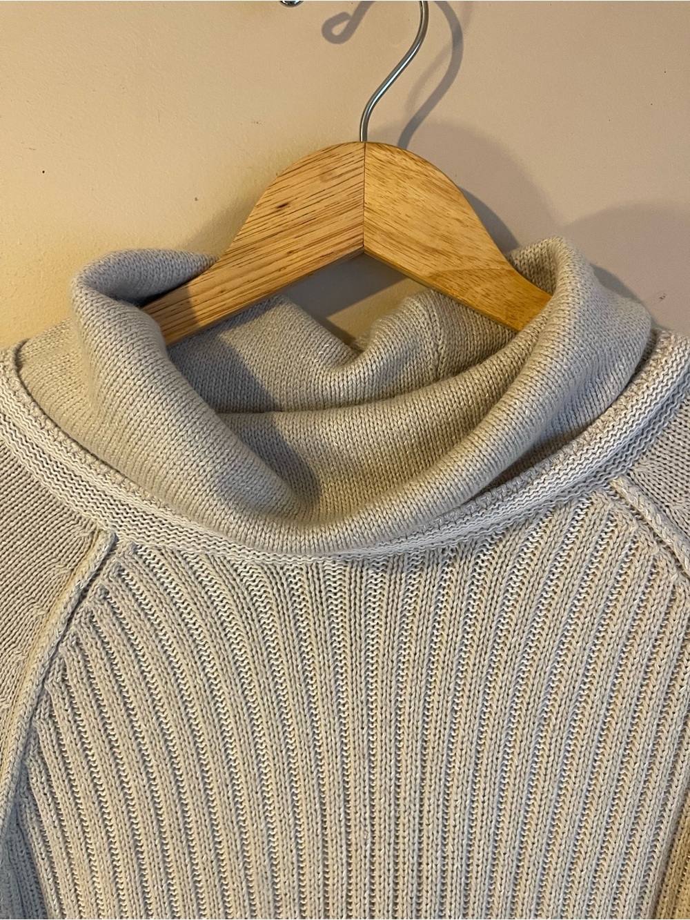 Cloth by RD Cream Ribbed Cowl Neck Side Button High Low Tunic Sweater L - Picture 5 of 8